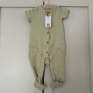 Colored Organics Green Button-Up Baby Romper